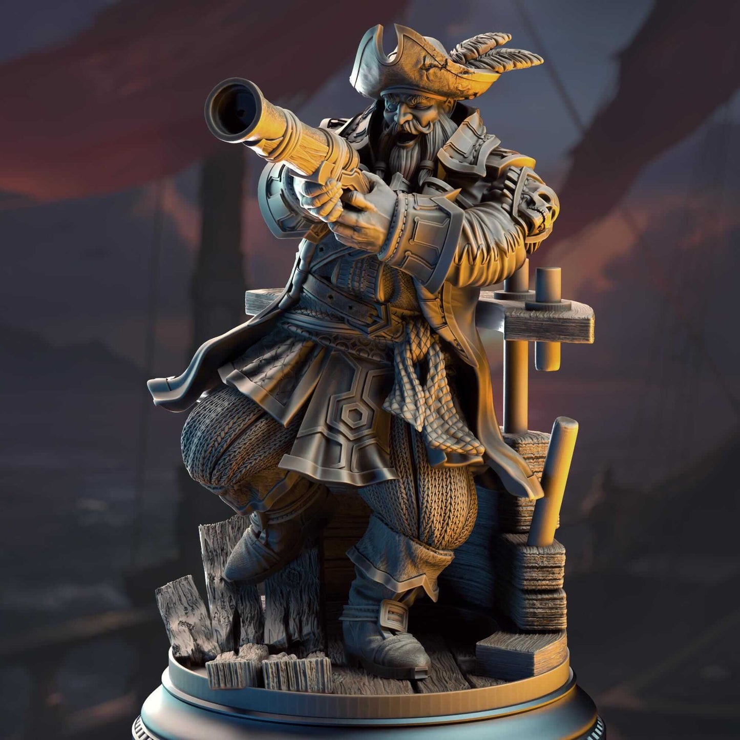 Dwarf Pirate Captain - Baradin Blackbeard - 3D Printed Resin RPG/Tabletop/Boardgames Miniature DM Stash
