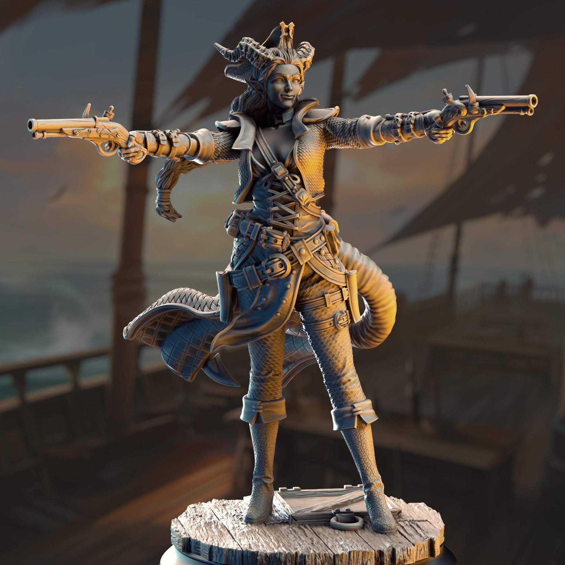 Tiefling Gunslinger - Trixie "Sureshot" Kelpie - 3D Printed Resin RPG/Tabletop/Boardgames Miniature DM Stash