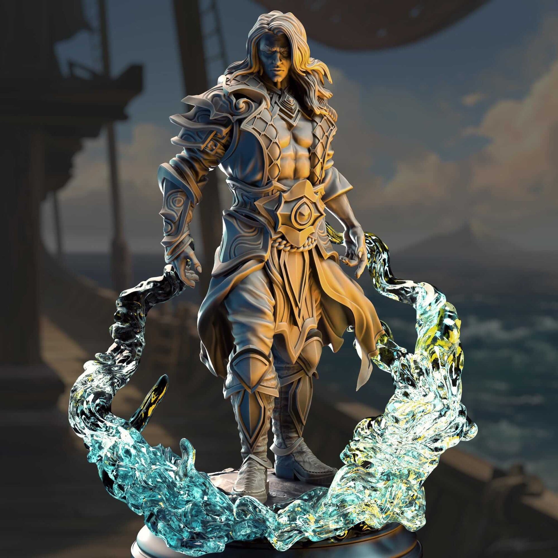 Ocean Soul Sorcerer - Indelian Katarin - 3D Printed Resin RPG/Tabletop/Boardgames Miniature DM Stash