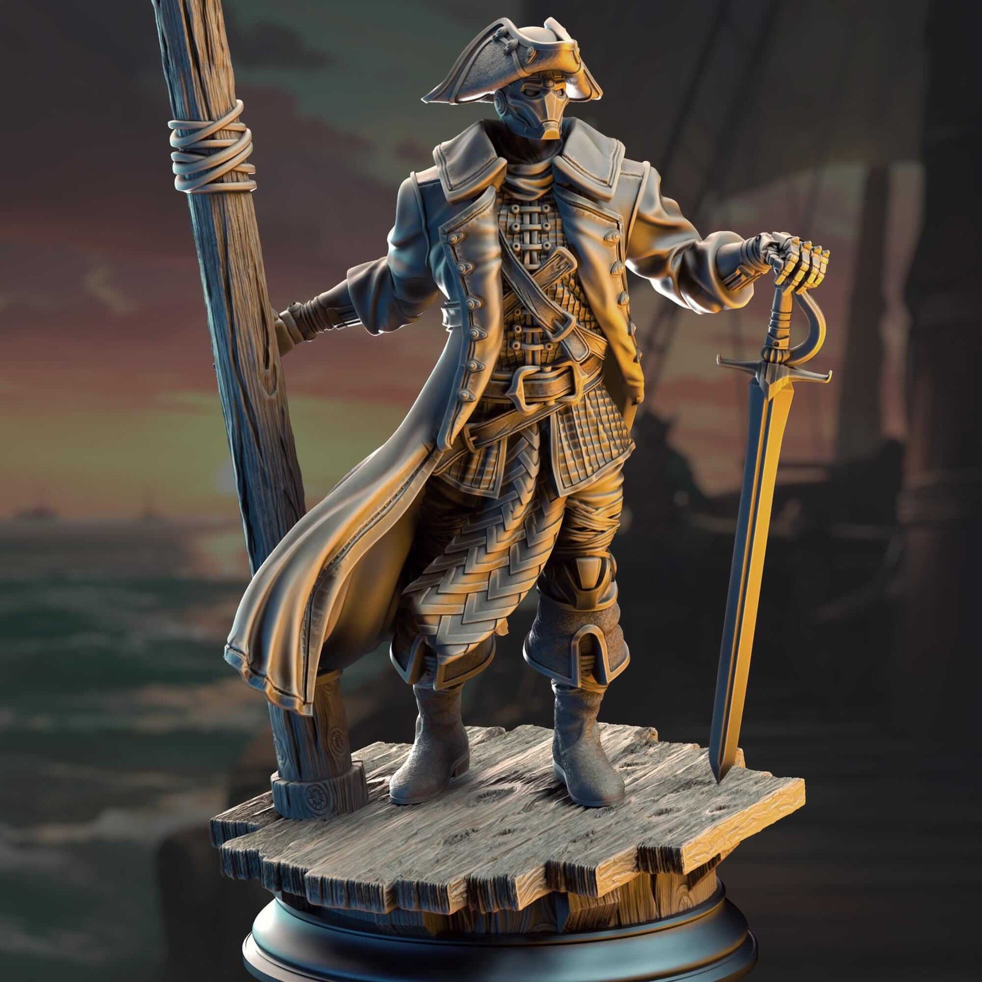 Warforged Swashbuckler - Harvold "Blue Eyes" Stalson - 3D Printed Resin RPG/Tabletop/Boardgames Miniature DM Stash