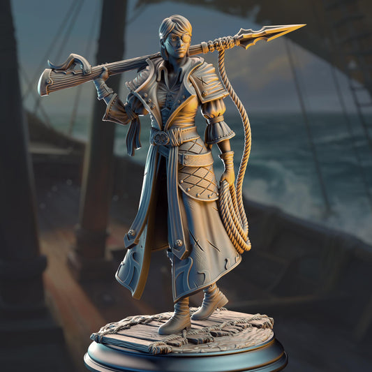 Pirate Harpoon Marksman - Fiona "Dead-Eye" Stuttgart - 3D Printed Resin RPG/Tabletop/Boardgames Miniature DM Stash