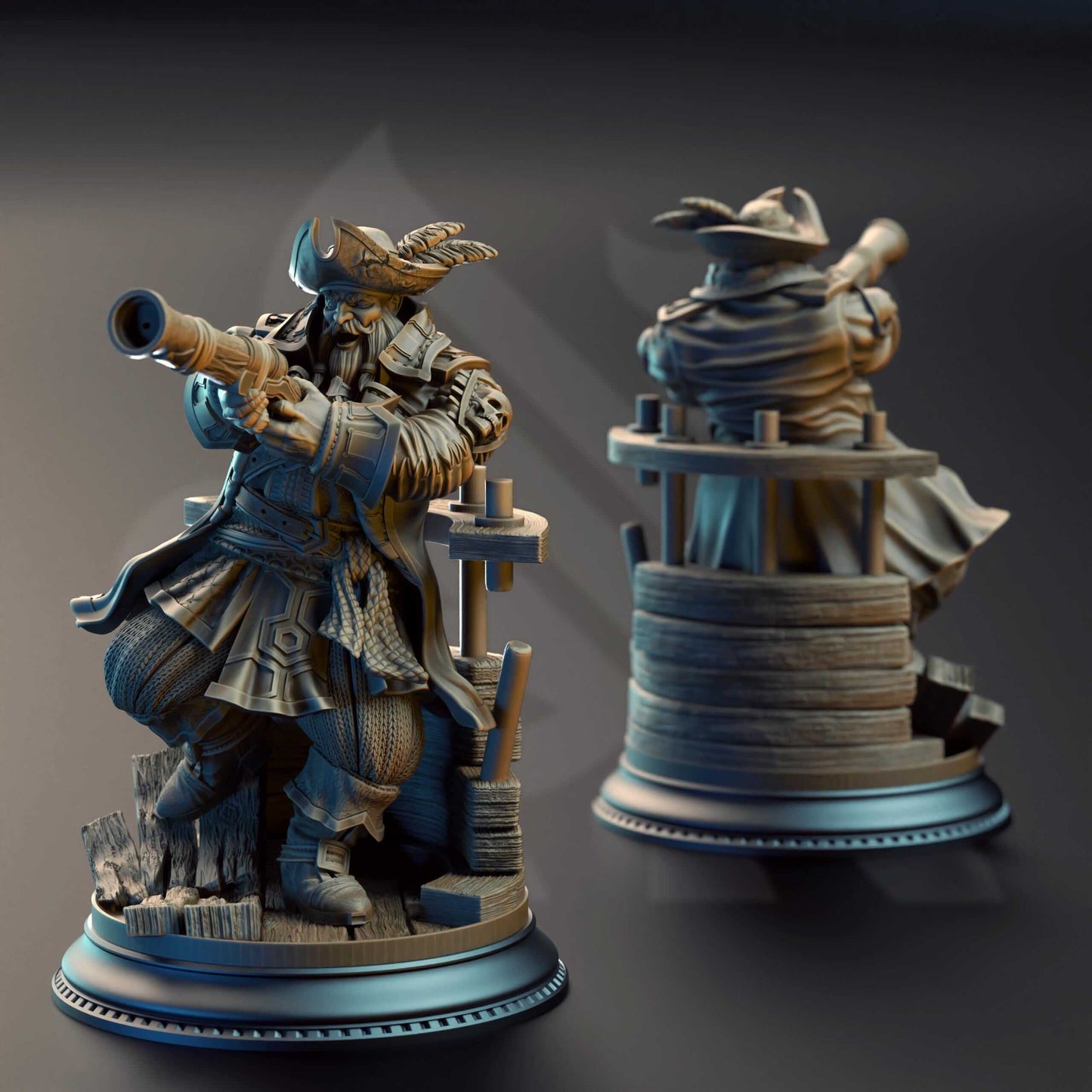 Dwarf Pirate Captain - Baradin Blackbeard - 3D Printed Resin RPG/Tabletop/Boardgames Miniature DM Stash