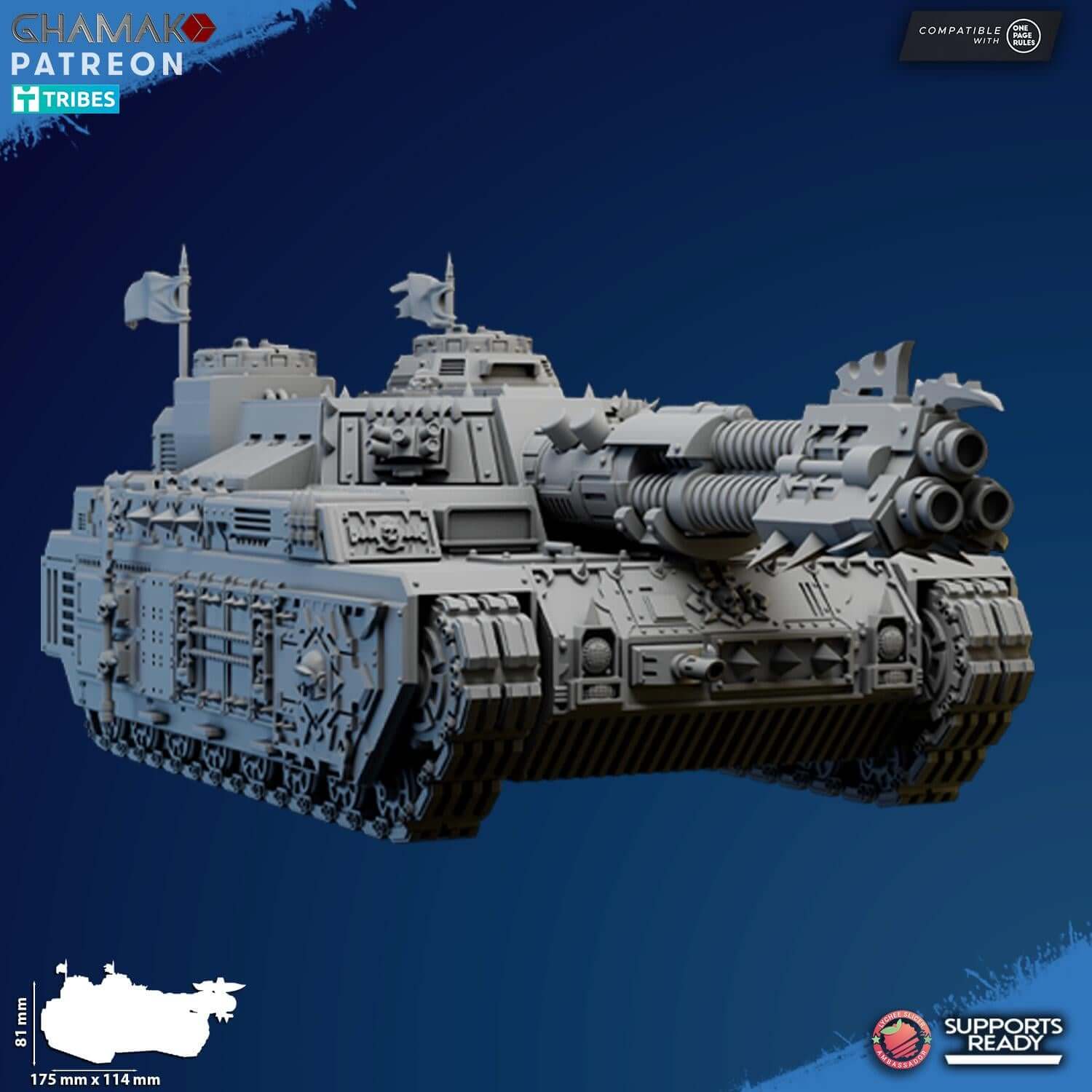 Corrupted K1/K2 Sabretooth Tank - Chaos - Ghamak Miniatures