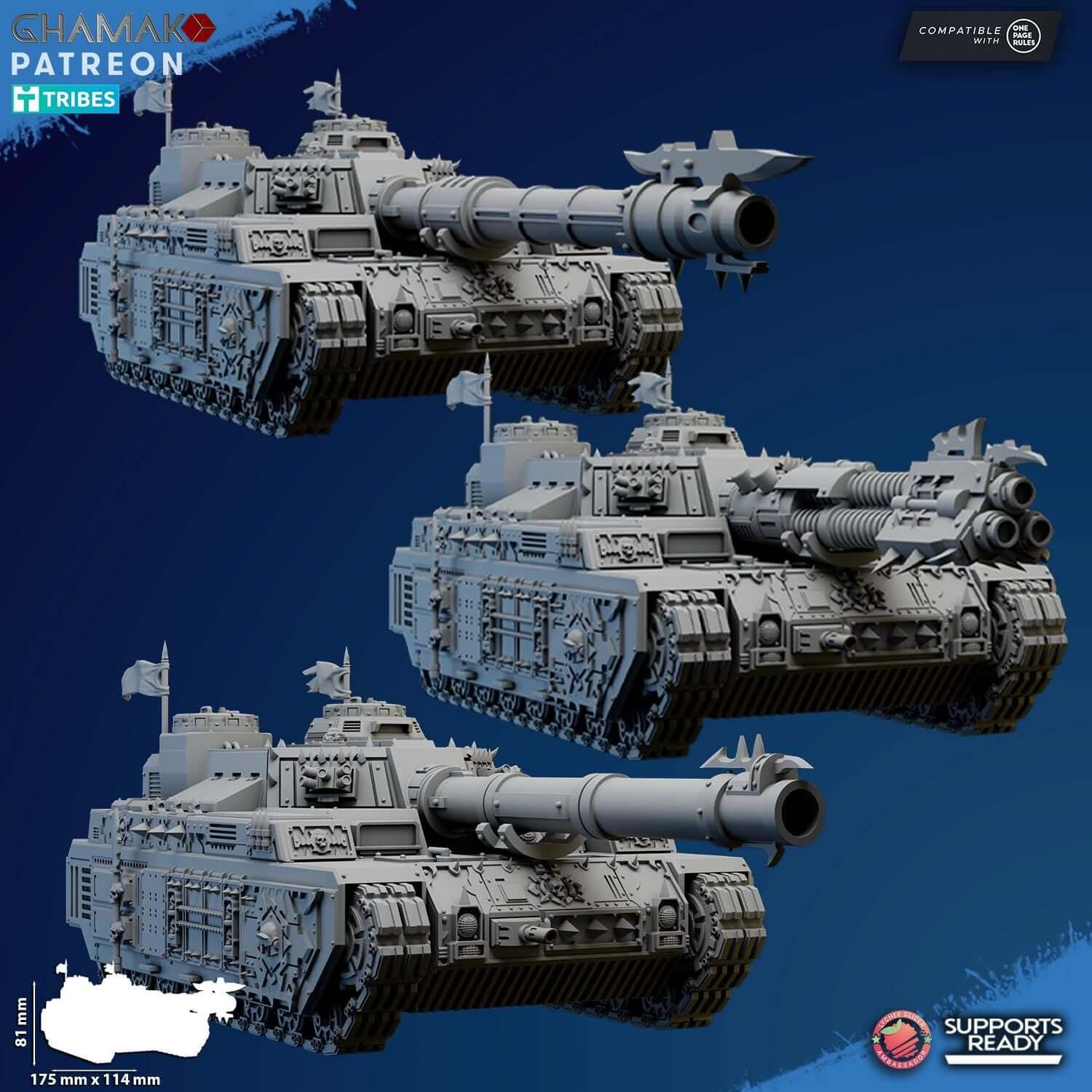 Corrupted K1/K2 Sabretooth Tank - Chaos - Ghamak Miniatures