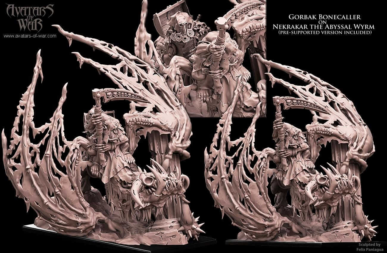 Orc Necromancer on Abyssal Wyvern - Avatars of War