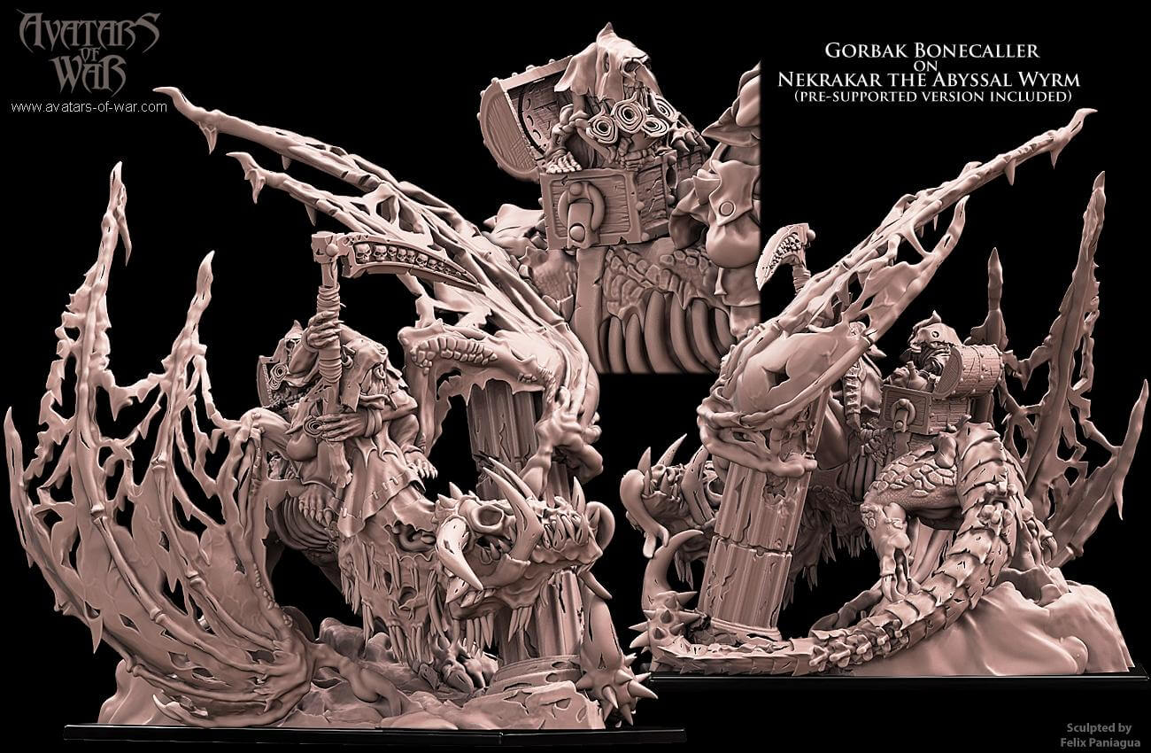 Orc Necromancer on Abyssal Wyvern - Avatars of War