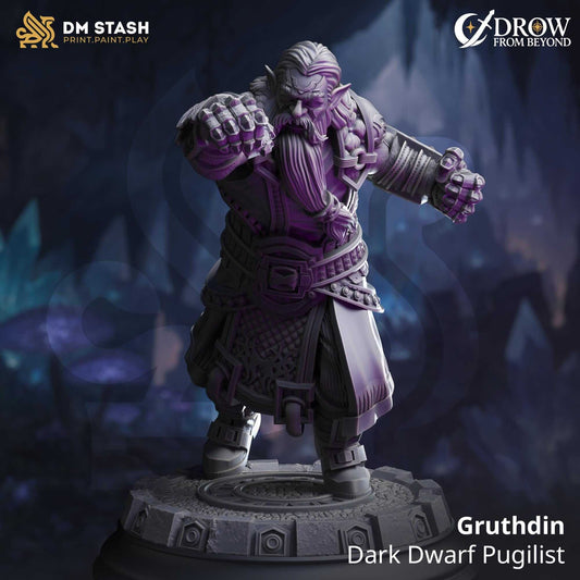 Dark Dwarf Pugilist - Gruthdin - 3D Printed Resin RPG/Tabletop/Boardgames Miniature DM Stash