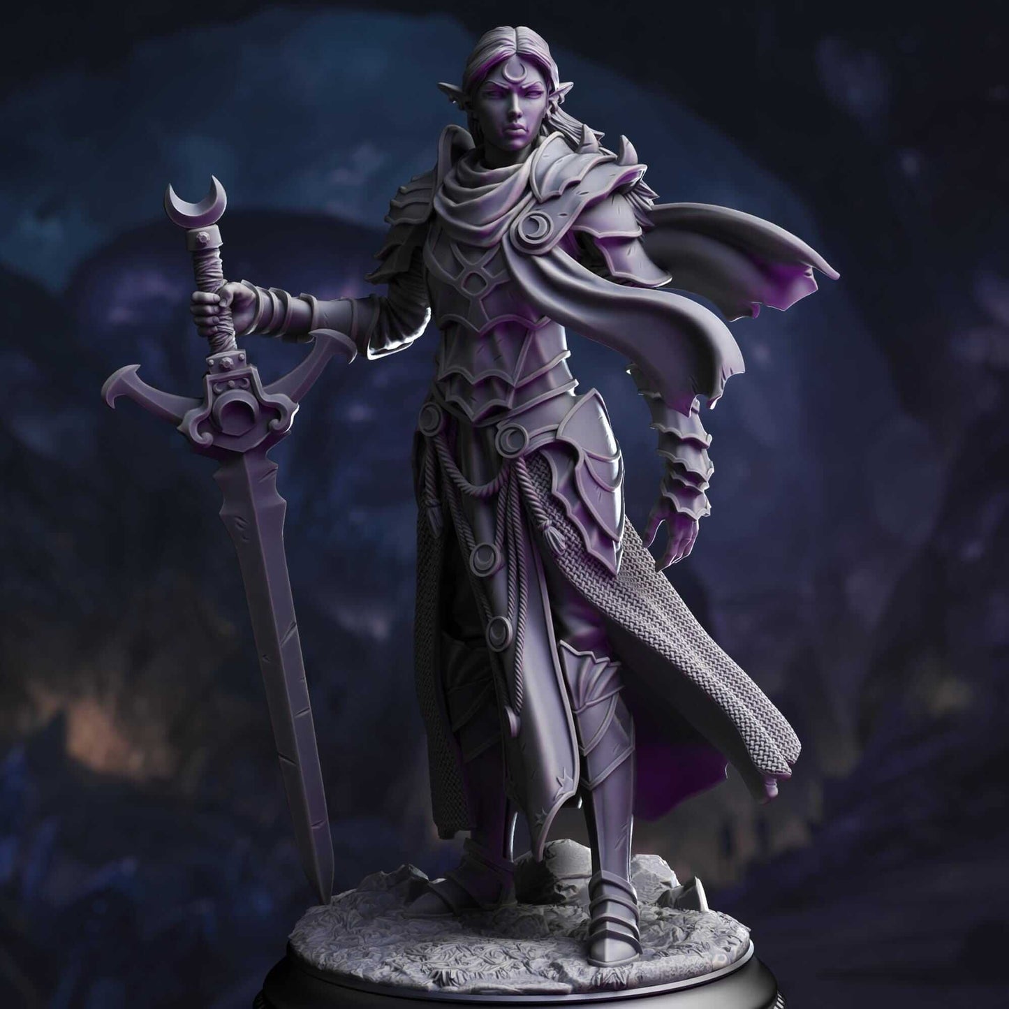 Drow Paladin of the Moon - Ilnia Vasrith - 3D Printed Resin RPG/Tabletop/Boardgames Miniature DM Stash