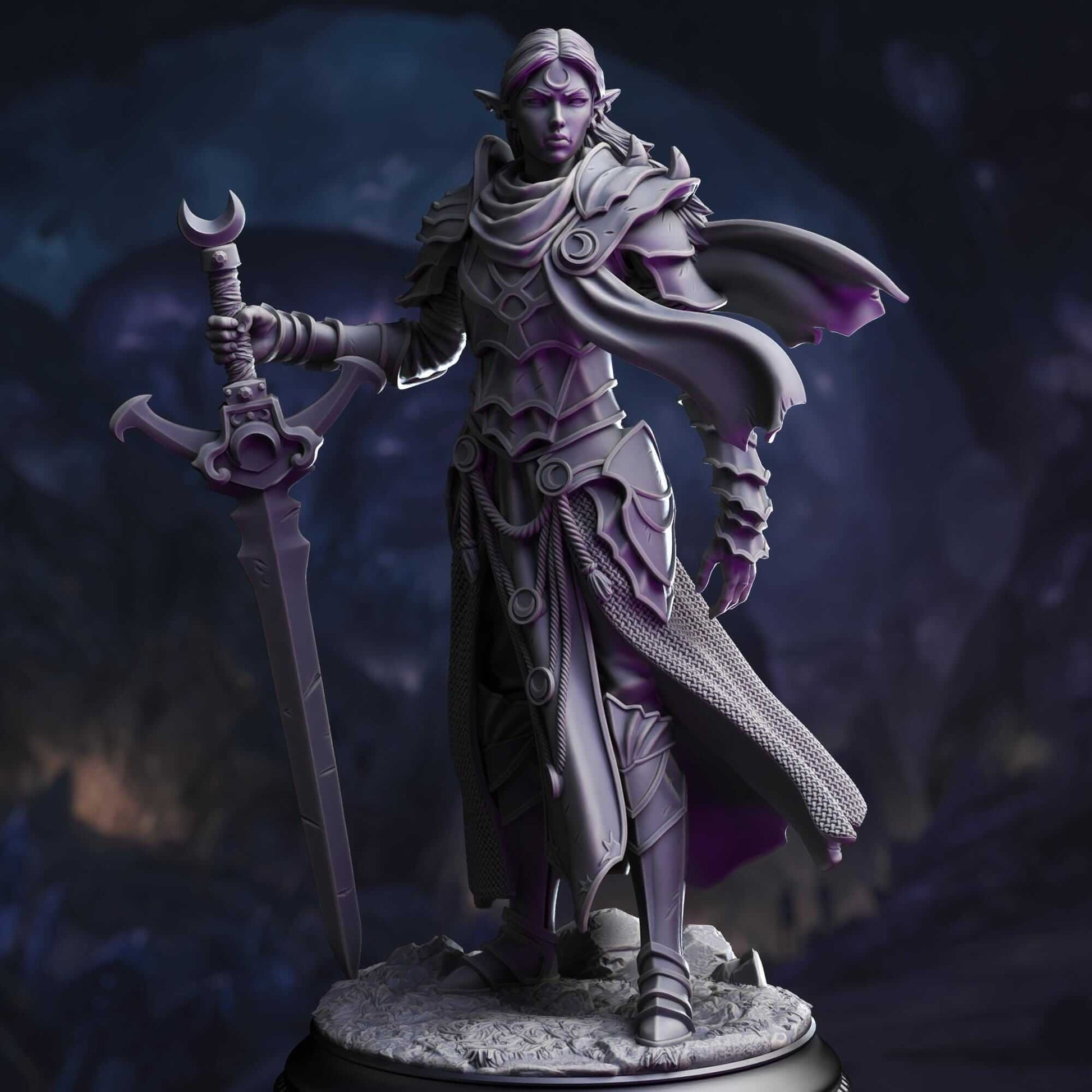Drow Paladin of the Moon - Ilnia Vasrith - 3D Printed Resin RPG/Tabletop/Boardgames Miniature DM Stash