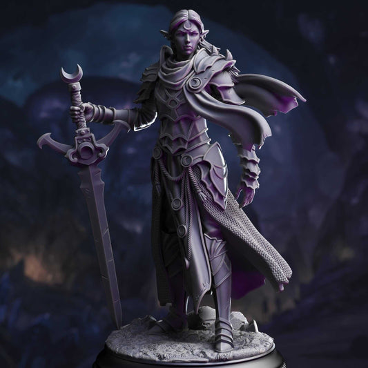 Drow Paladin of the Moon - Ilnia Vasrith - 3D Printed Resin RPG/Tabletop/Boardgames Miniature DM Stash