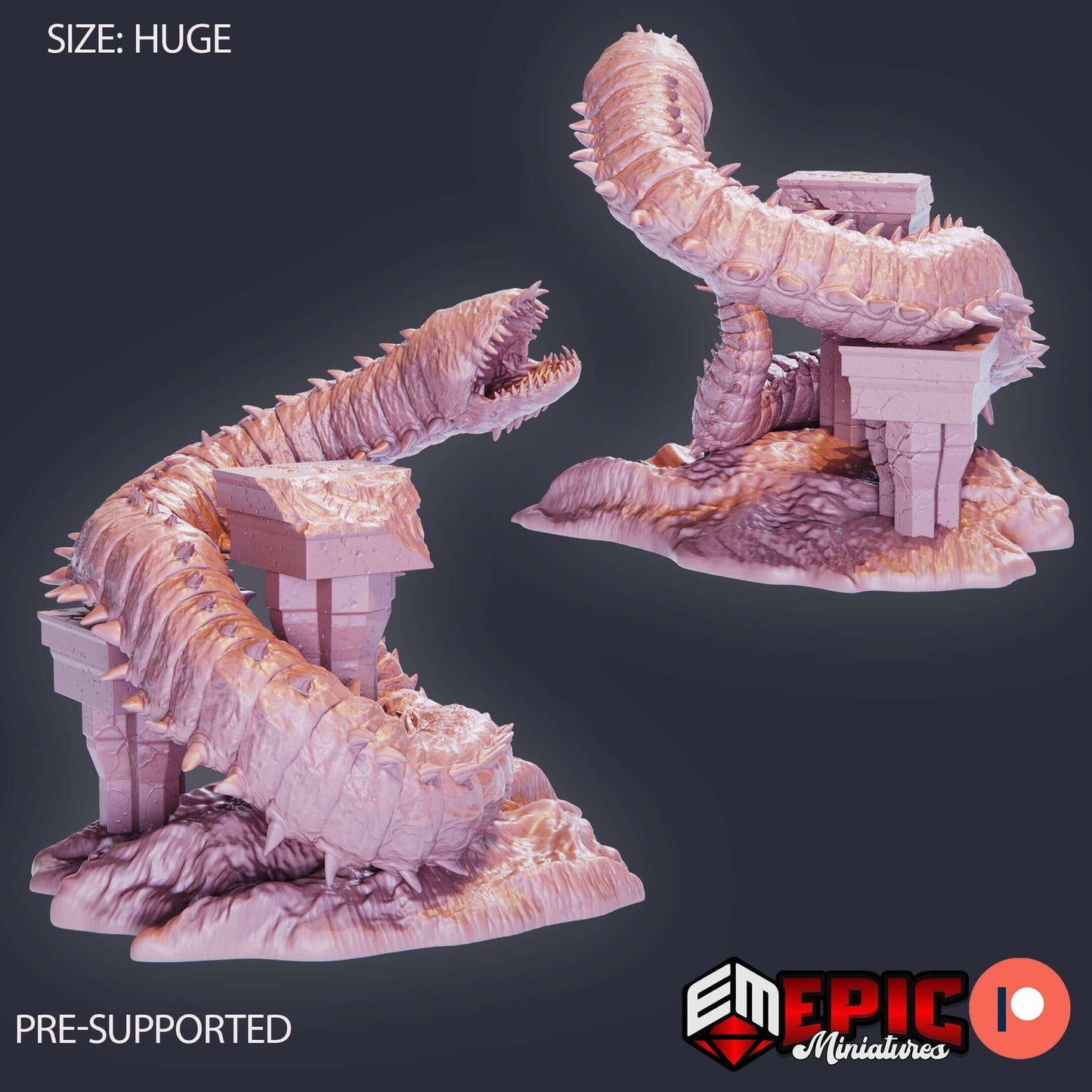 Purple Worm - Secret Minds - D&D Epic Miniatures   and Dragons