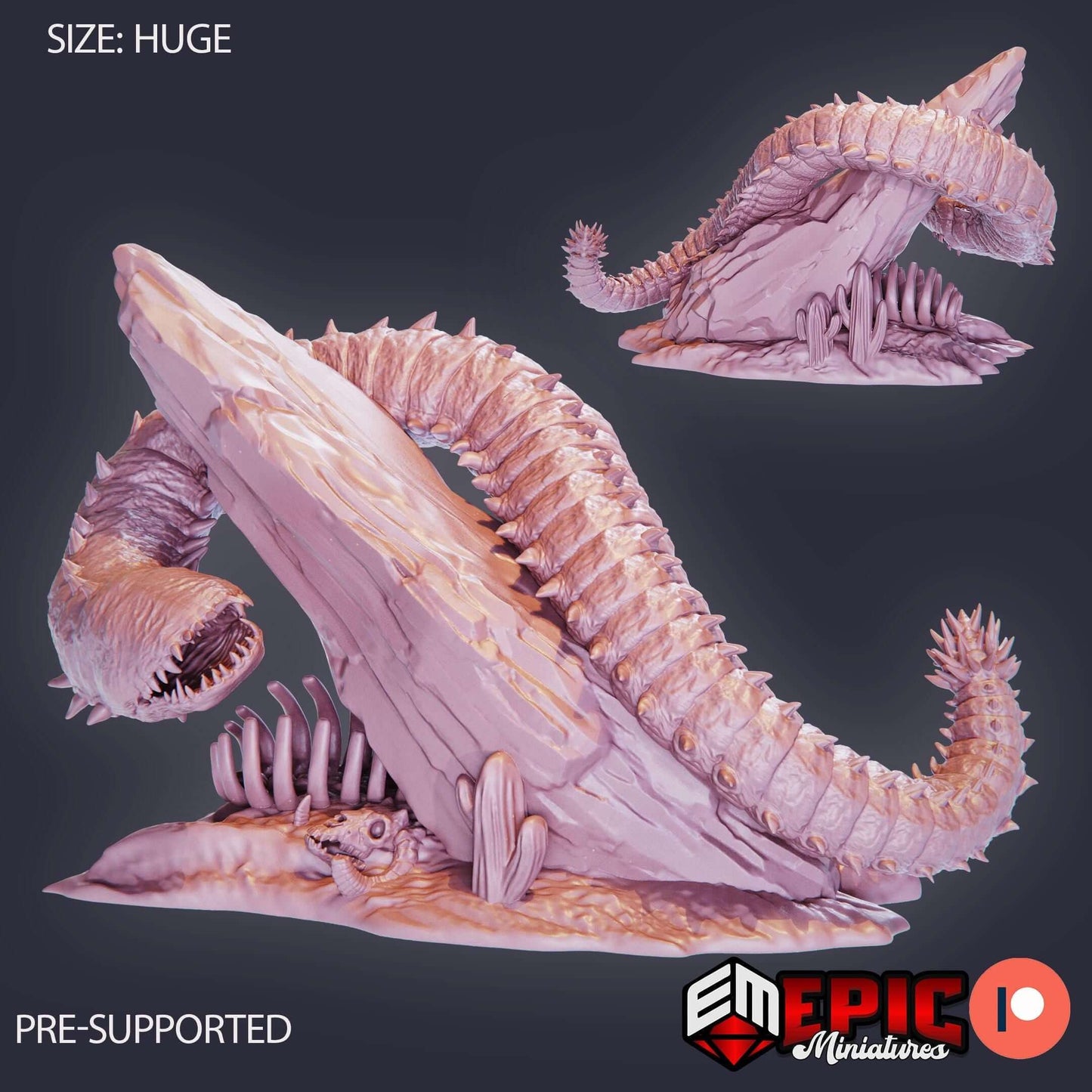 Purple Worm - Secret Minds - D&D Epic Miniatures   and Dragons