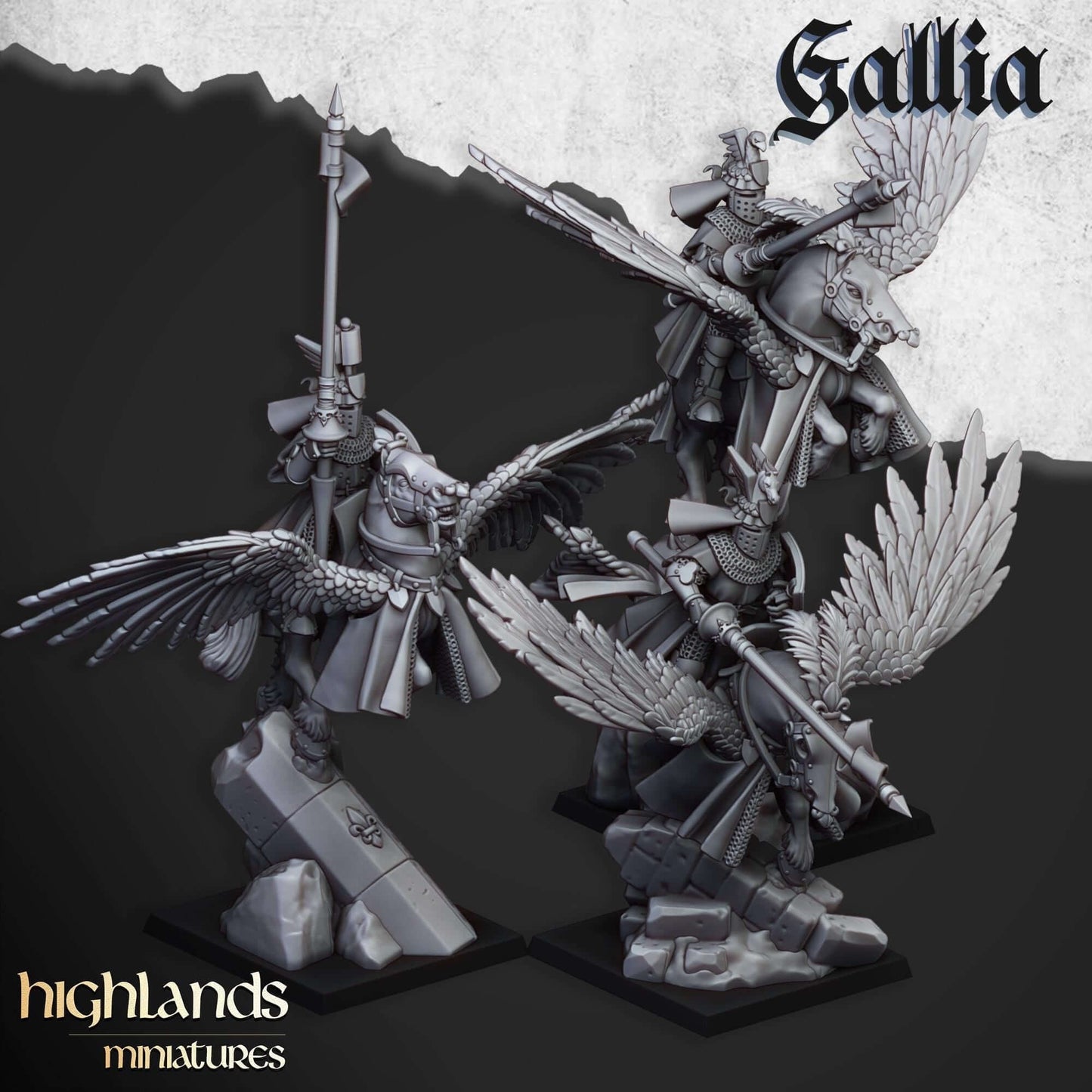 Gallia Pegasus Knights - Highlands Miniatures - Breton Proxies