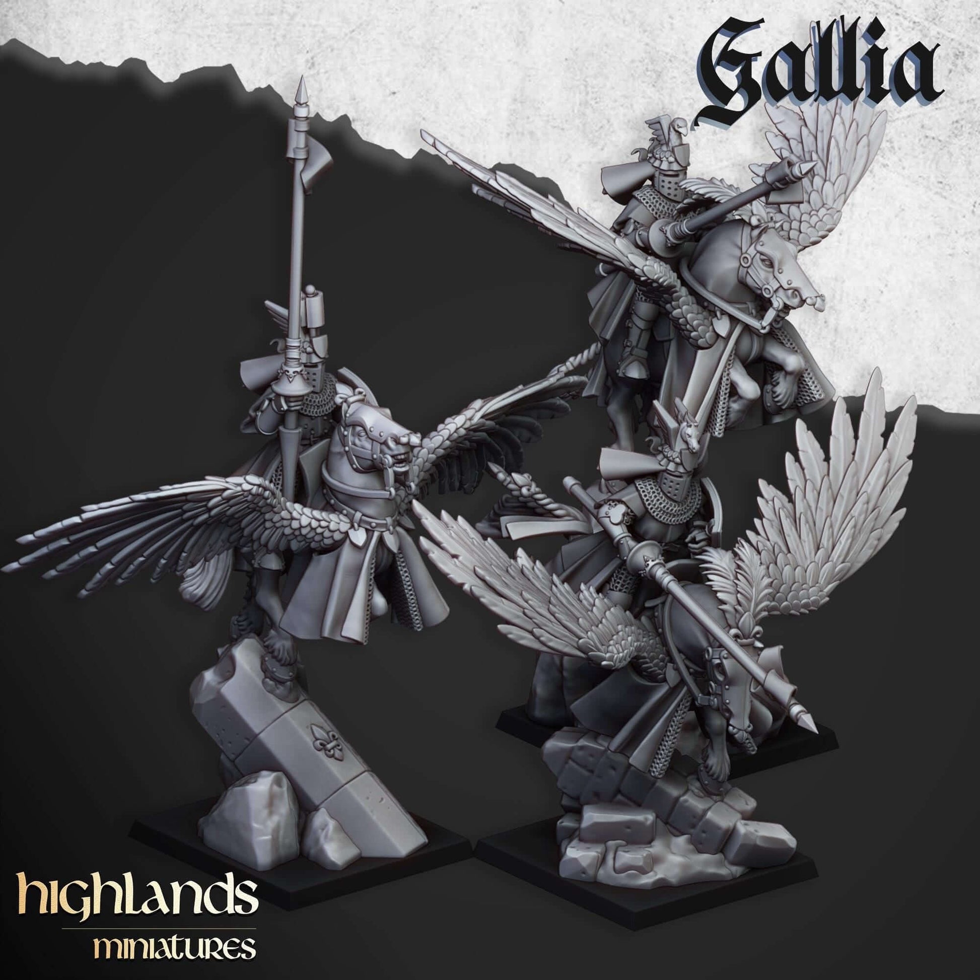 Gallia Pegasus Knights - Highlands Miniatures - Breton Proxies