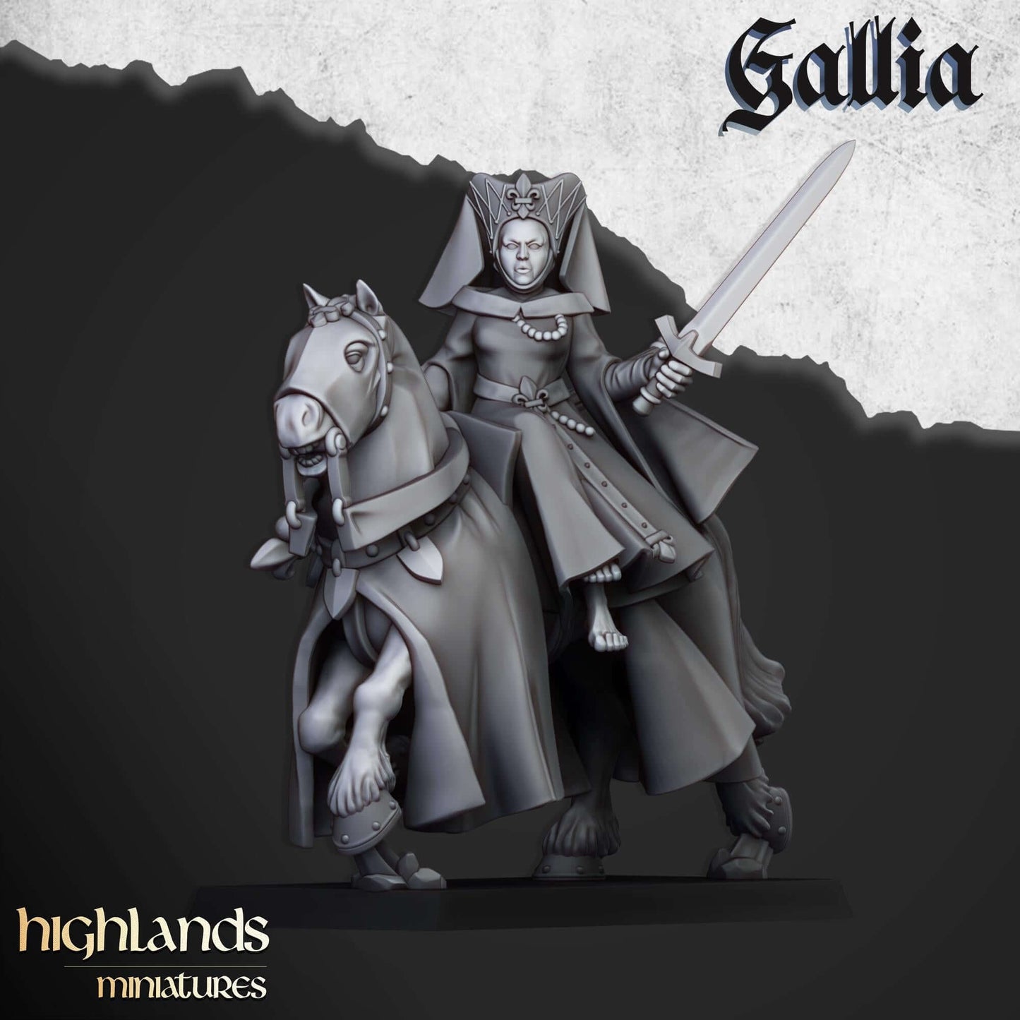Gallia Damsel on Horse - Highlands Miniatures