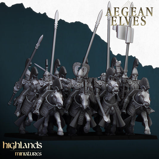 Aegean Elves Mounted Lancers - Highlands Miniatures