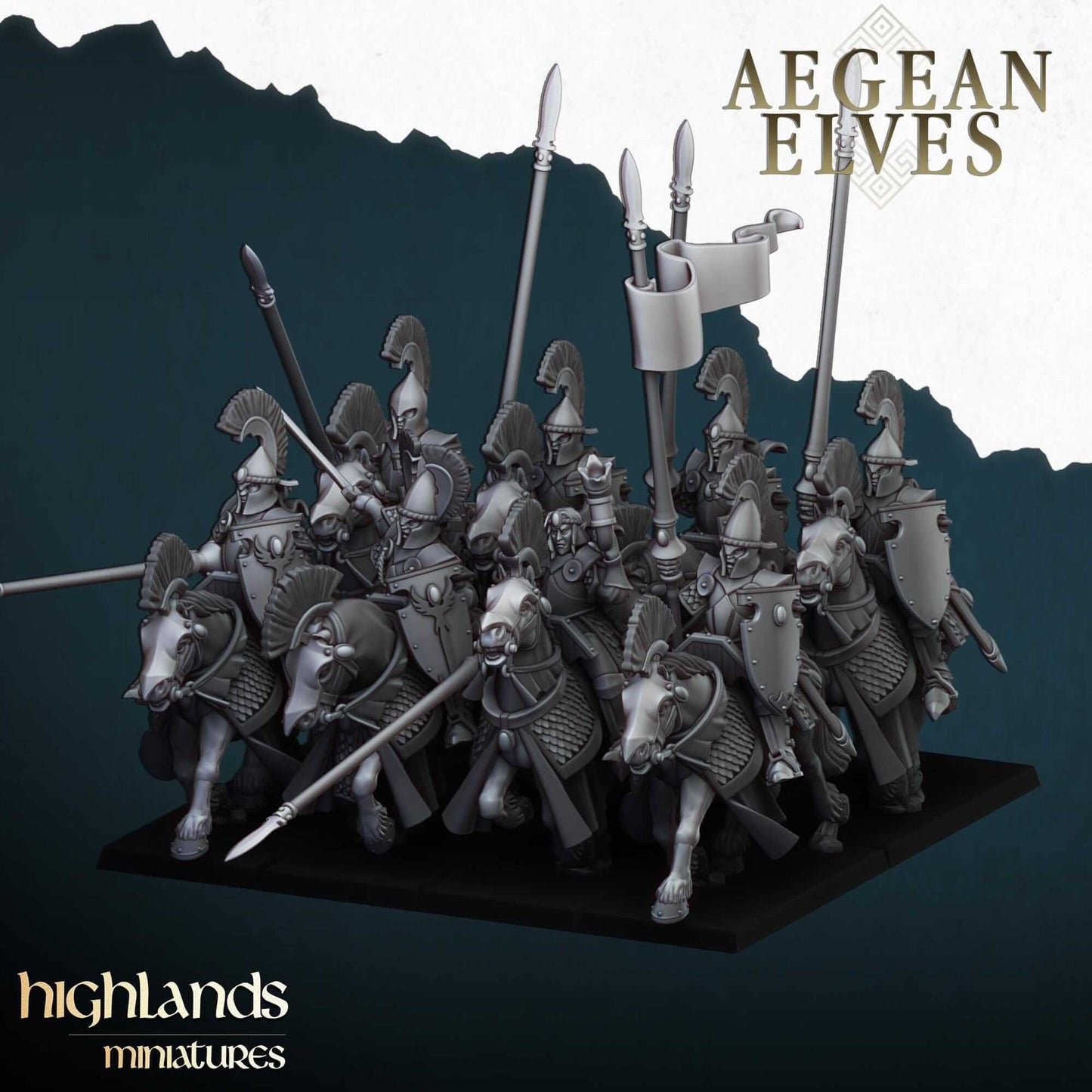 Aegean Elves Mounted Lancers - Highlands Miniatures