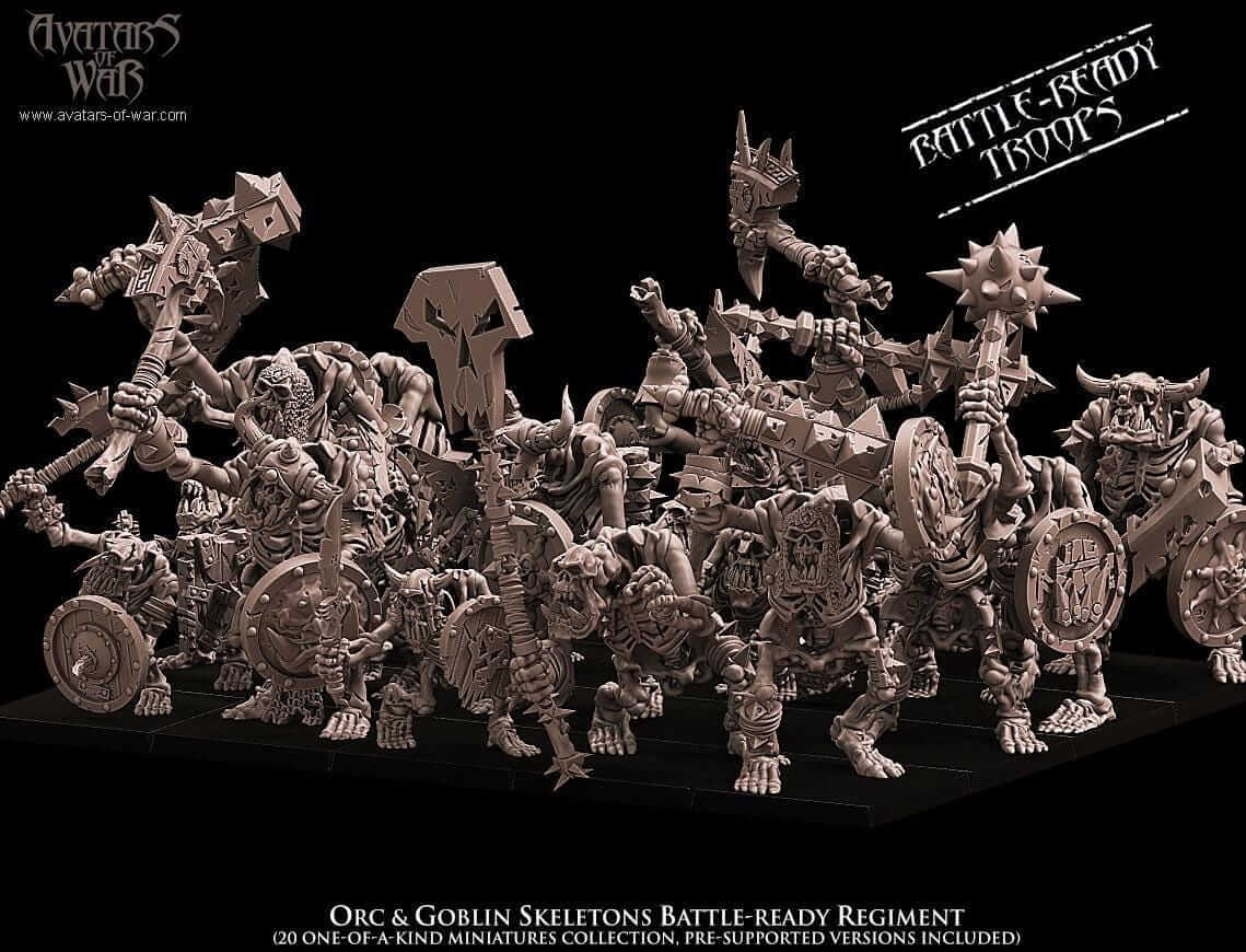 Orc & Goblin Skeleton Warriors Battle Ready regiment - Avatars of War