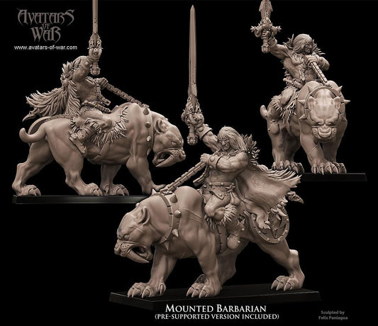 Barbarian Mounted on Sabertooth - Avatars of War