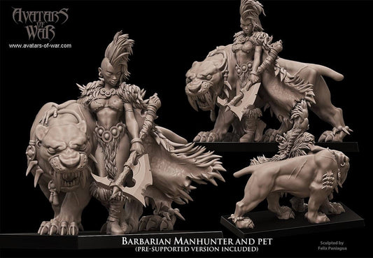 Barbarian Manhunter with Sabertooth - Avatars of War