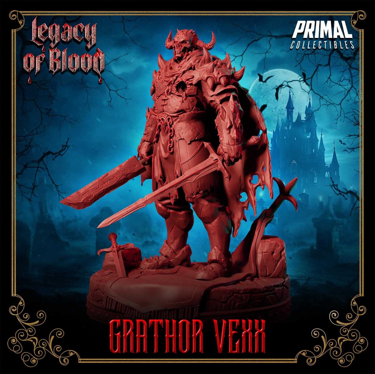 3D Resin Miniature Grathor Vexx from Legacy of Blood, crafted in premium grey resin, perfect for D&D and wargaming.