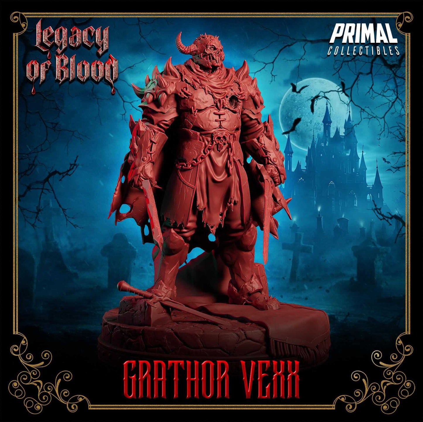 3D Resin Miniature Grathor Vexx from Legacy of Blood, perfect for D&D and collectible displays.