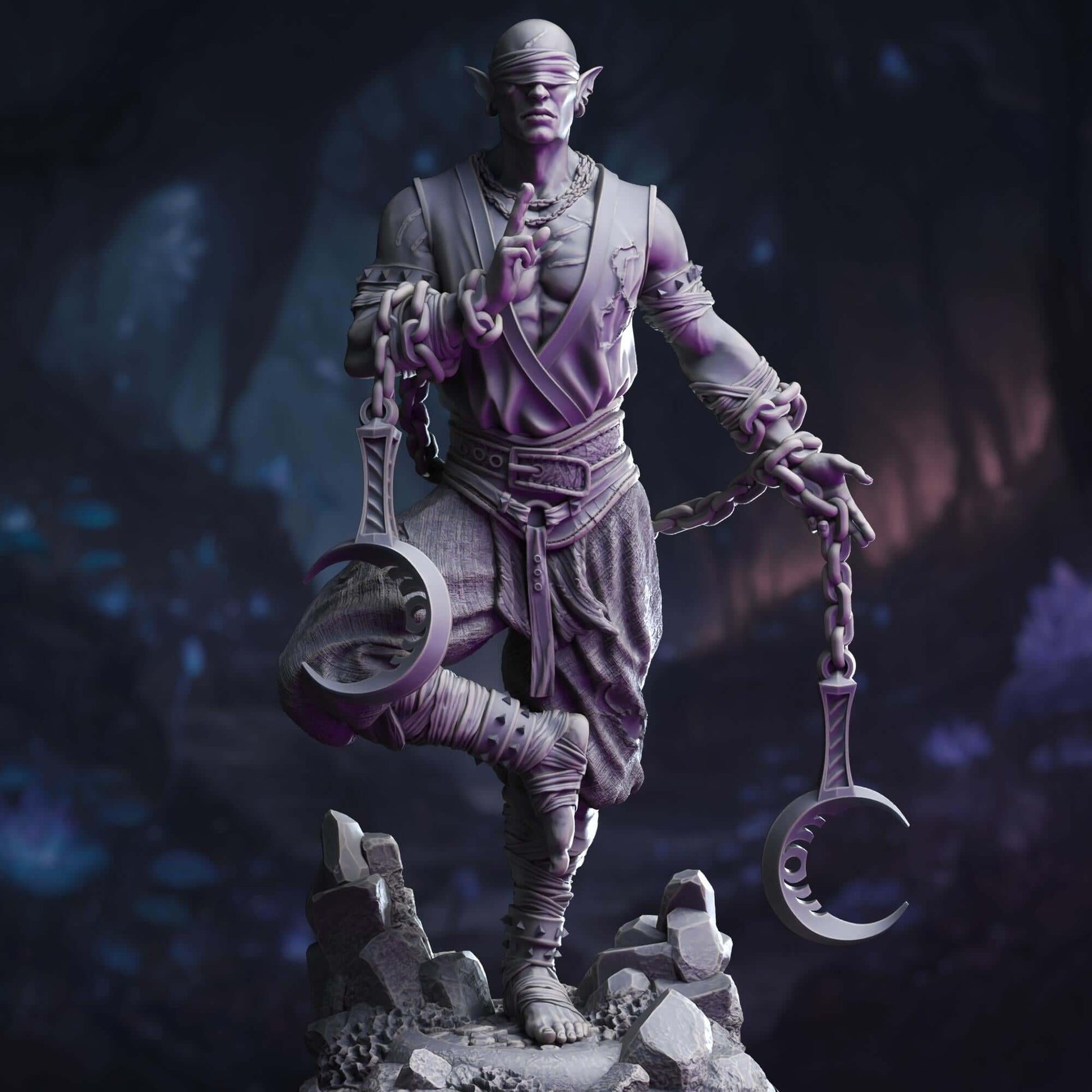 Drow Lunar Monk - Uxas the Reborn - 3D Printed Resin RPG/Tabletop/Boardgames Miniature DM Stash