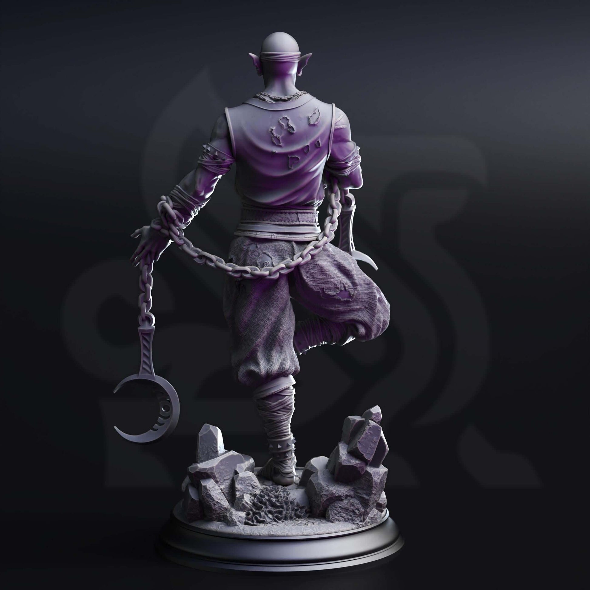 Drow Lunar Monk - Uxas the Reborn - 3D Printed Resin RPG/Tabletop/Boardgames Miniature DM Stash