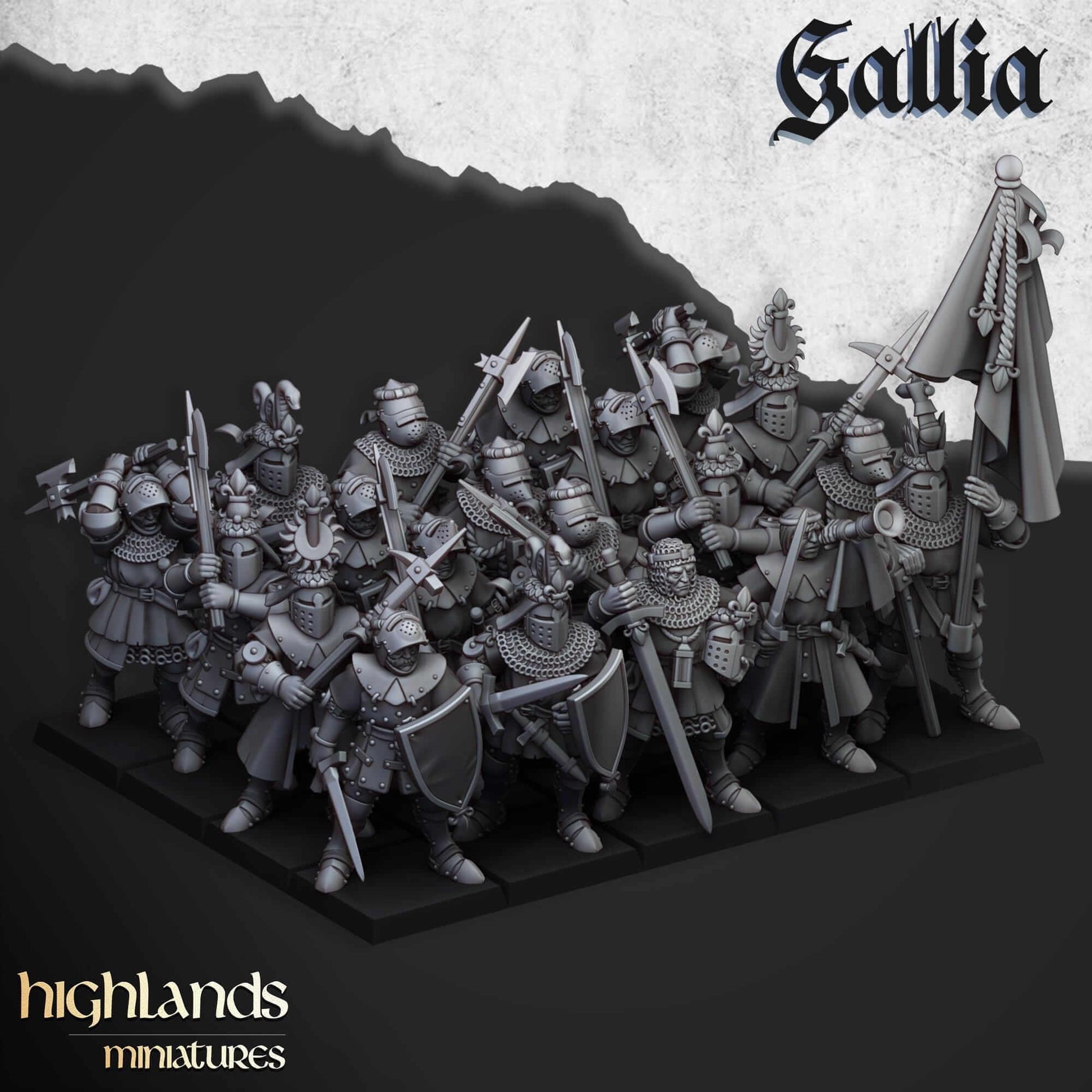Gallia Knights on Foot - Highlands Miniatures - Breton Proxies