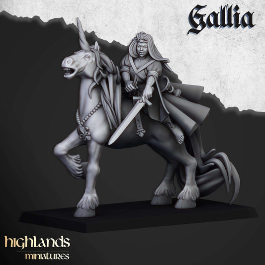 Gallia Damsel on Unicorn - Highlands Miniatures