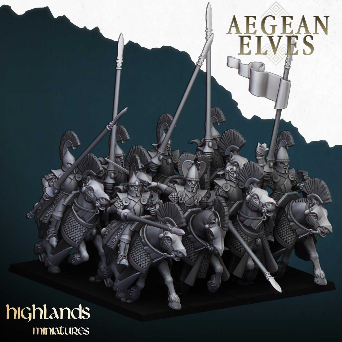 Aegean Elves Mounted Lancers - Highlands Miniatures