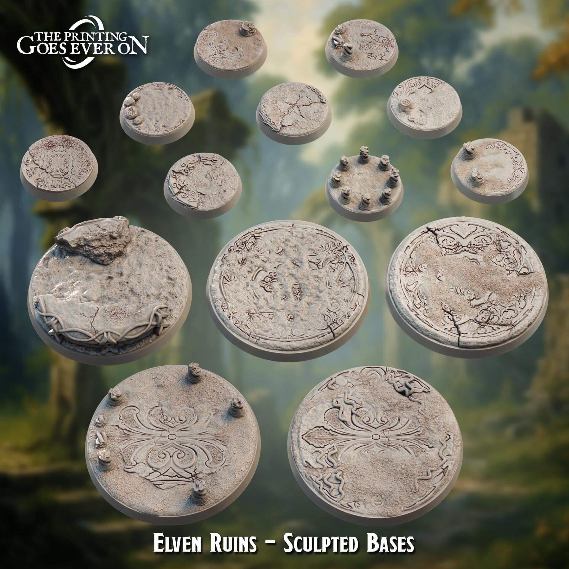 Elven Ruins Sculpted Bases - Dead Elves & Prism Spells - The Printing Goes Ever On