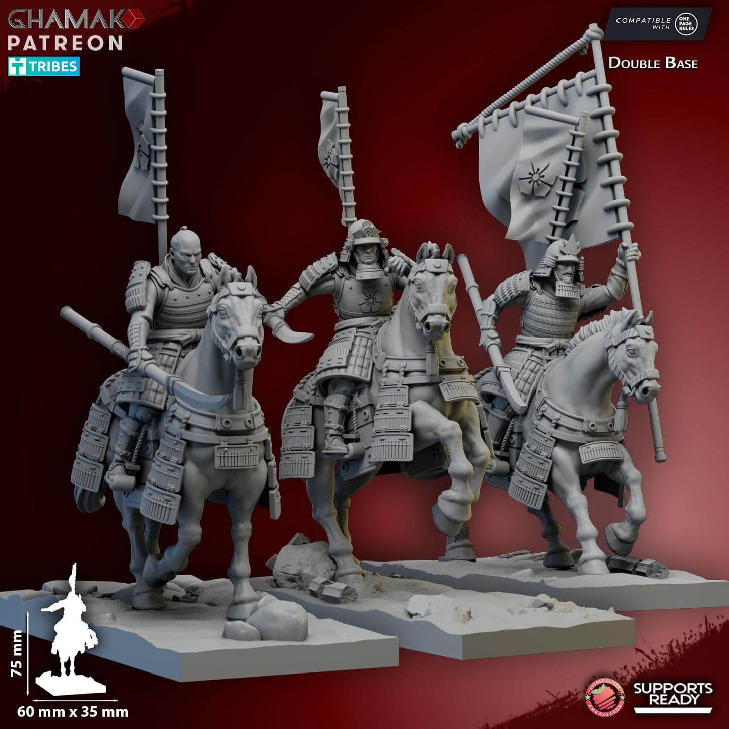 Mounted Samurai Katana & Naginata - Miniatures by Ghamak