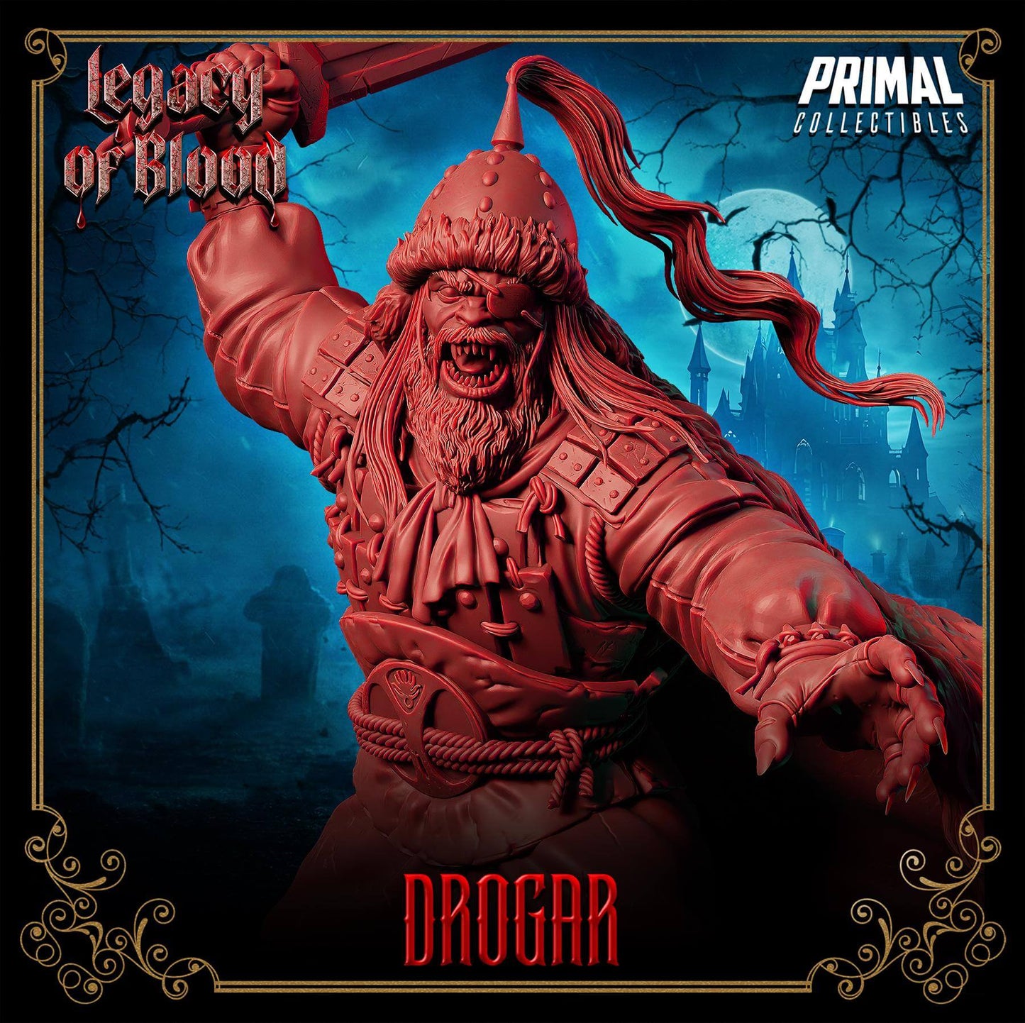 Drogar Barbarian Vampire - Legacy of Blood 3D Printed Resin RPG/Tabletop/Boardgames Miniature Primal Collectibles
