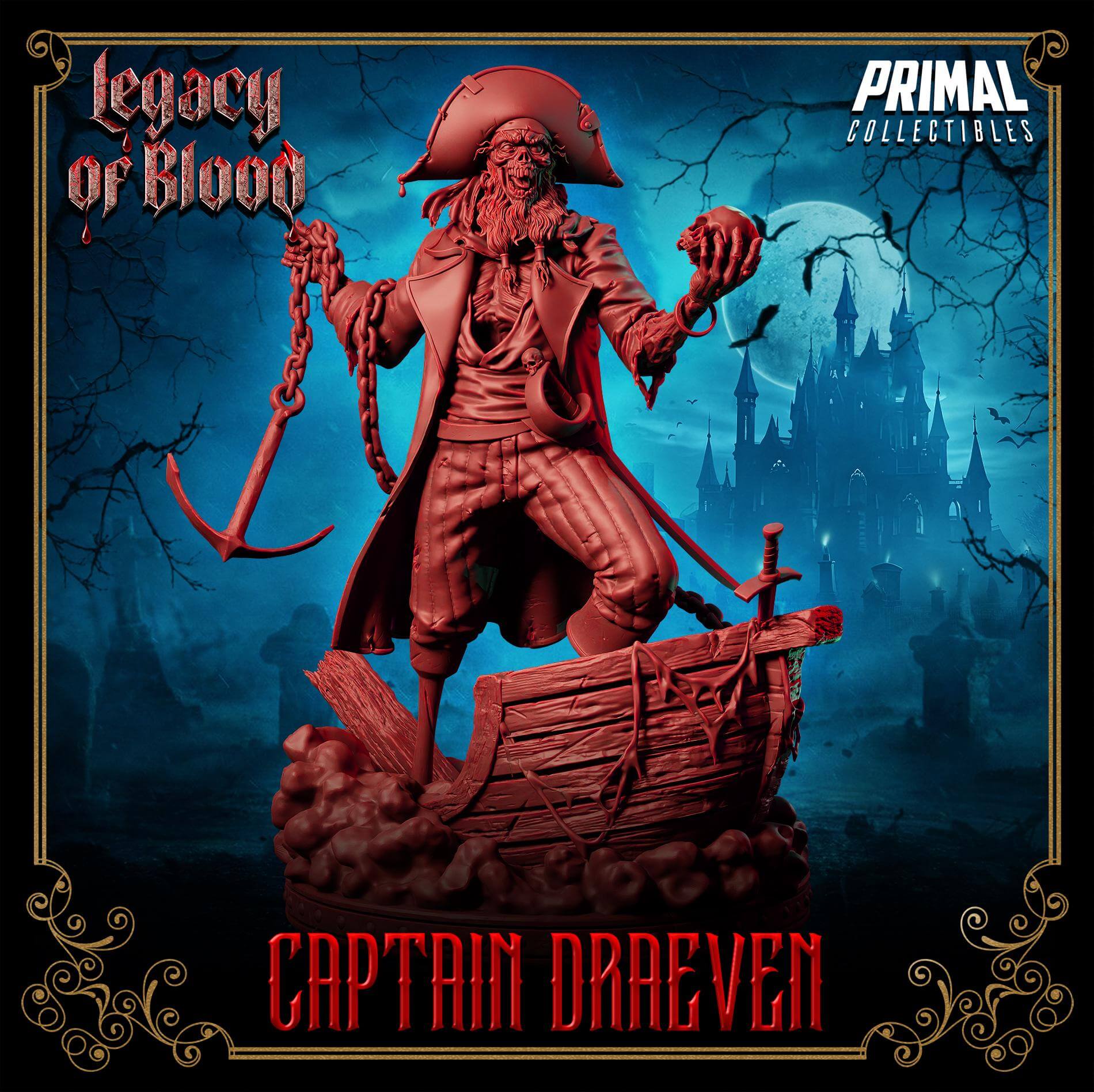 Captain Draeven - Legacy of Blood 3D Printed Resin RPG/Tabletop/Boardgames Miniature Primal Collectibles