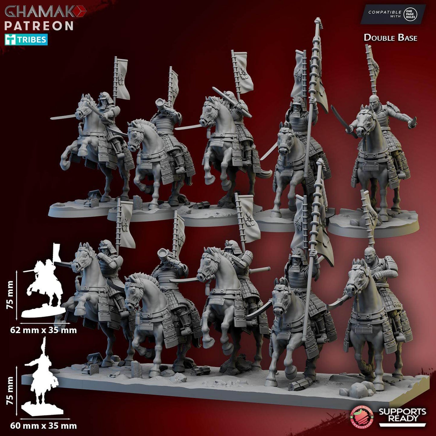 Mounted Samurai Katana & Naginata - Miniatures by Ghamak