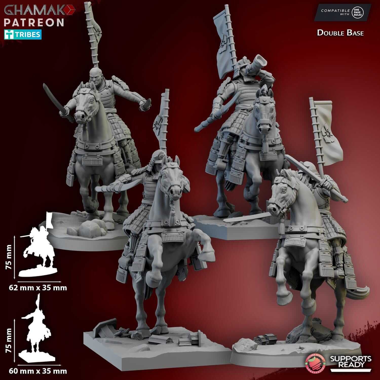 Mounted Samurai Katana & Naginata - Miniatures by Ghamak