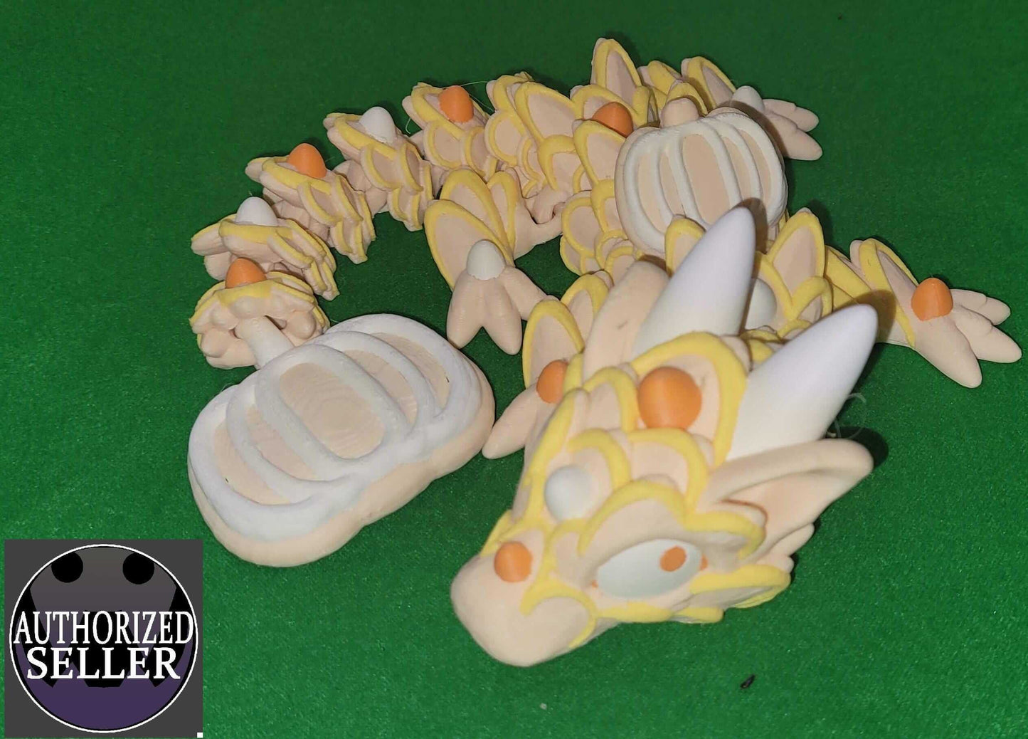 Pumpkin Spice Cookie Dragon - Articulated fidget - Dragon Flexi Toy - Designed by Cinderwing 3D