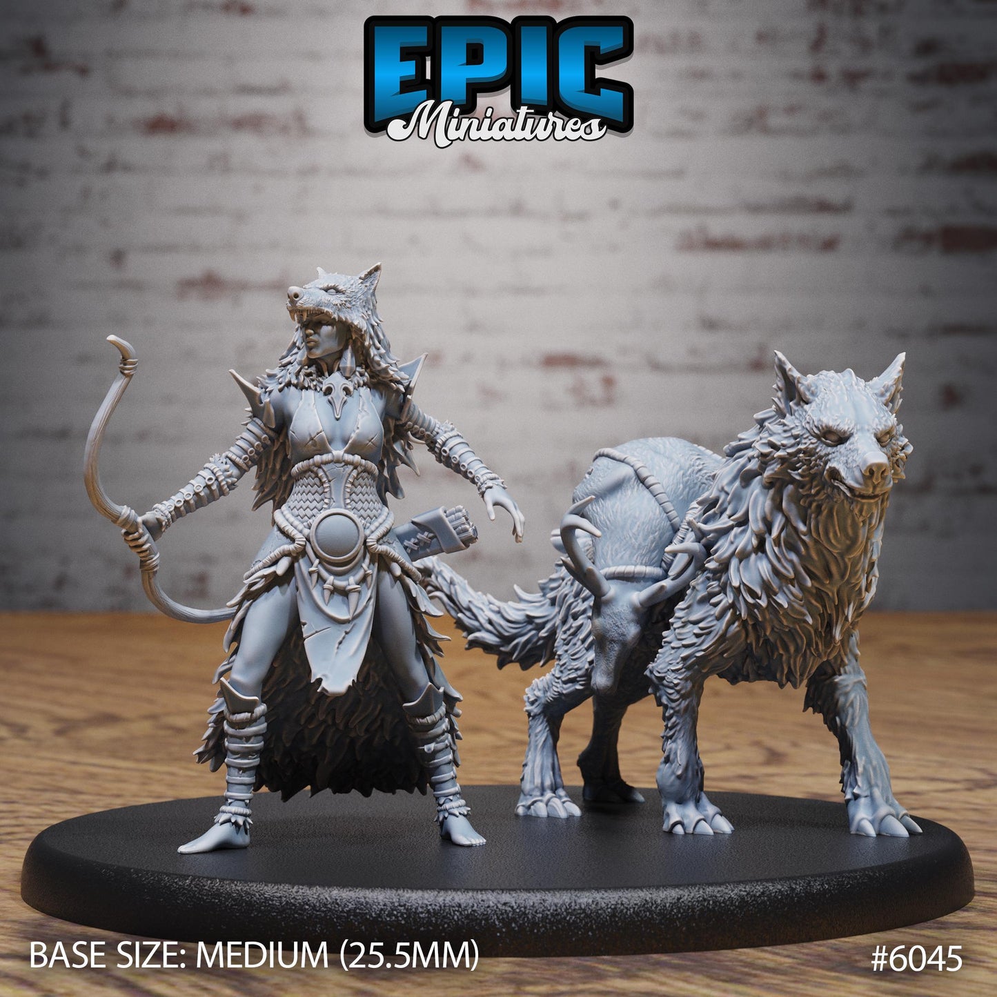 3D Resin Miniature Wolf Spirit Huntress - D&D Epic Miniatures