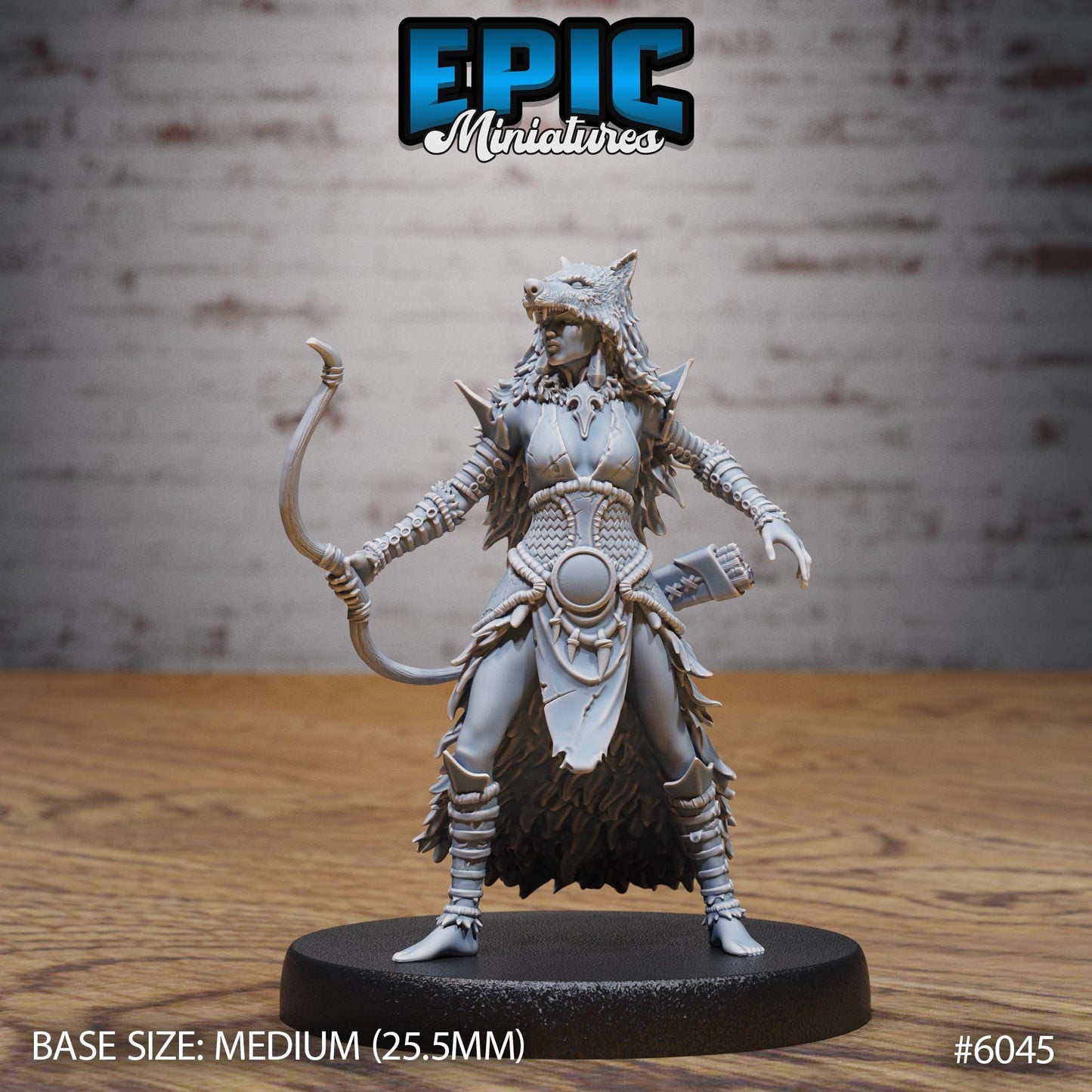 3D Resin Miniature Wolf Spirit Huntress - D&D Epic Miniatures