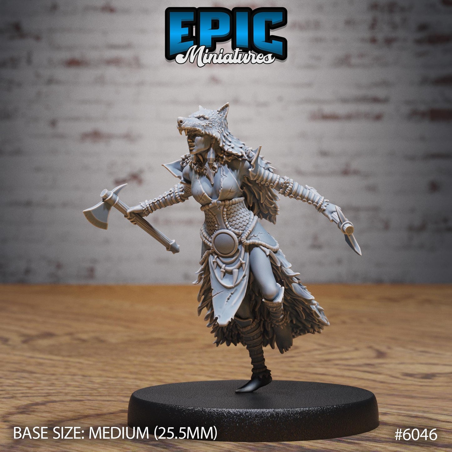 3D Resin Miniature Wolf Spirit Huntress - D&D Epic Miniatures