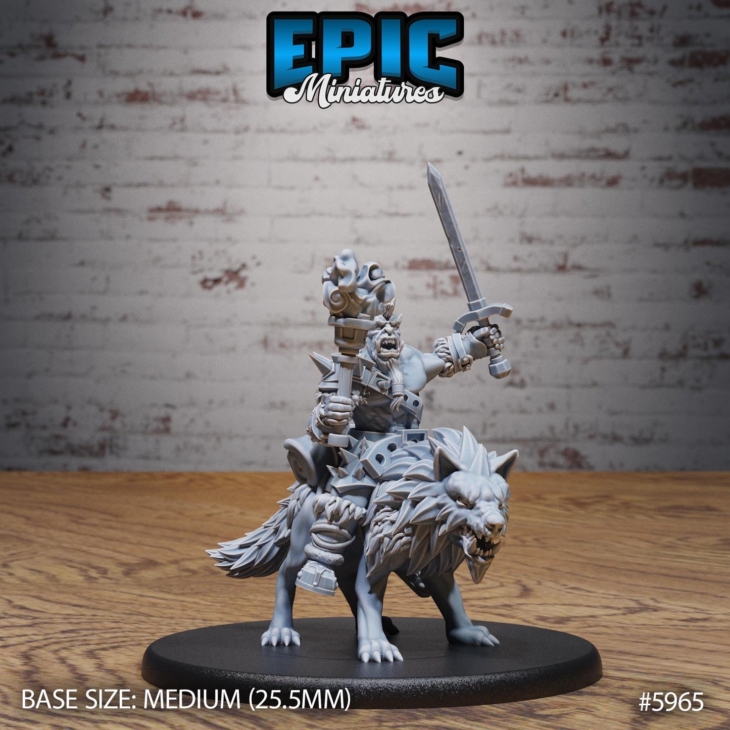 3D Resin Miniature Snow Orc Warg Rider - D&D Epic Miniatures