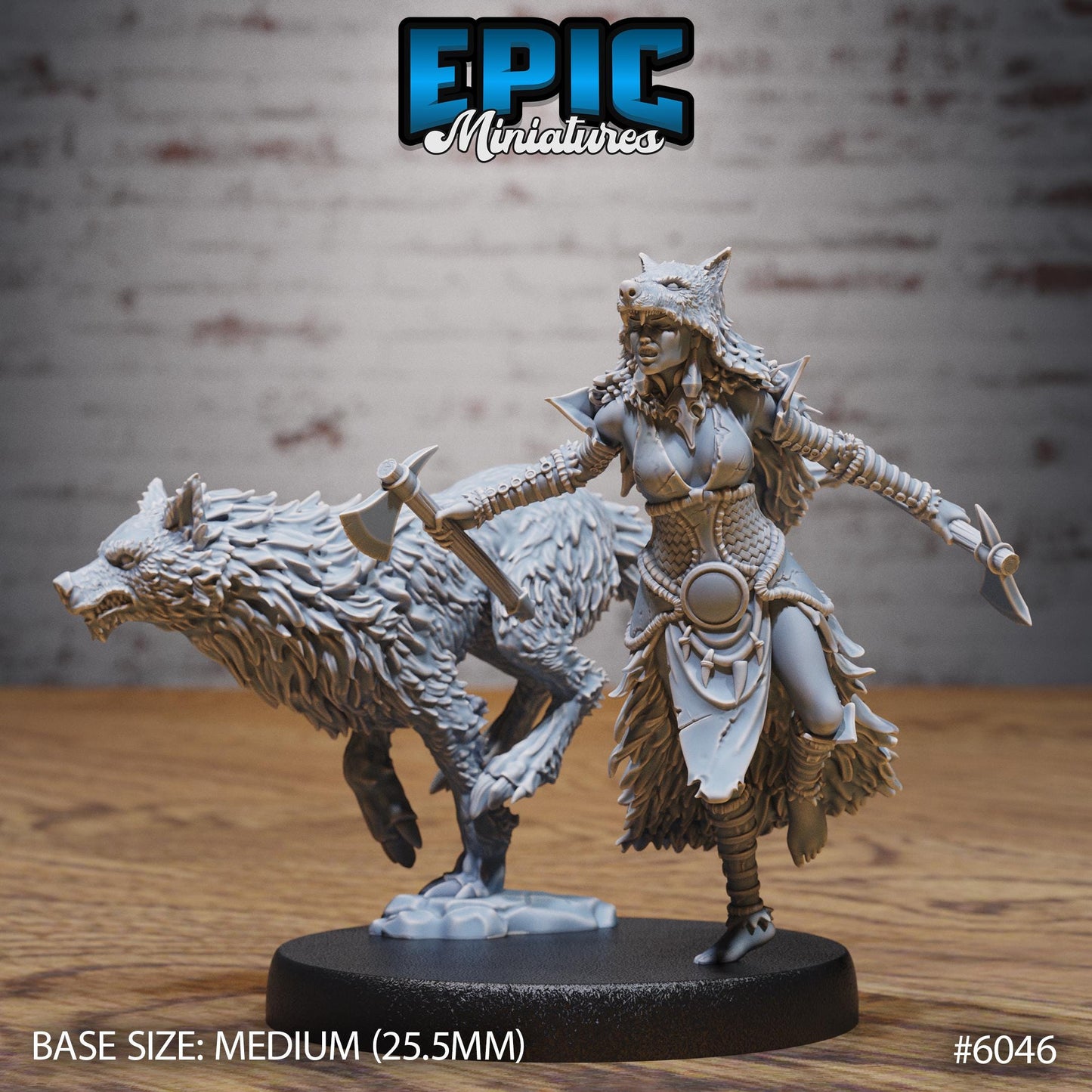 3D Resin Miniature Wolf Spirit Huntress - D&D Epic Miniatures