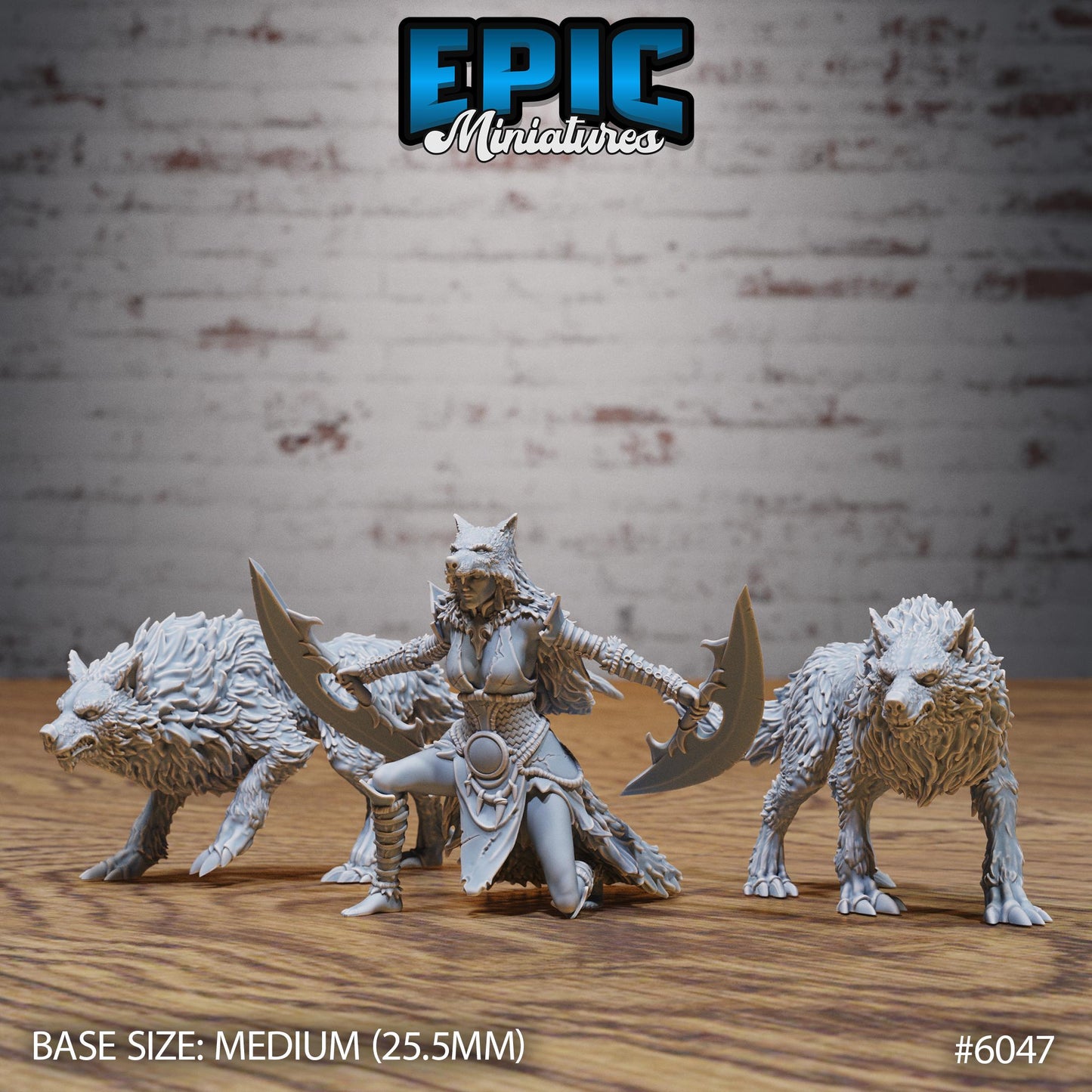 3D Resin Miniature Wolf Spirit Huntress - D&D Epic Miniatures