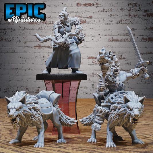 3D Resin Miniature Snow Orc Warg Rider - D&D Epic Miniatures